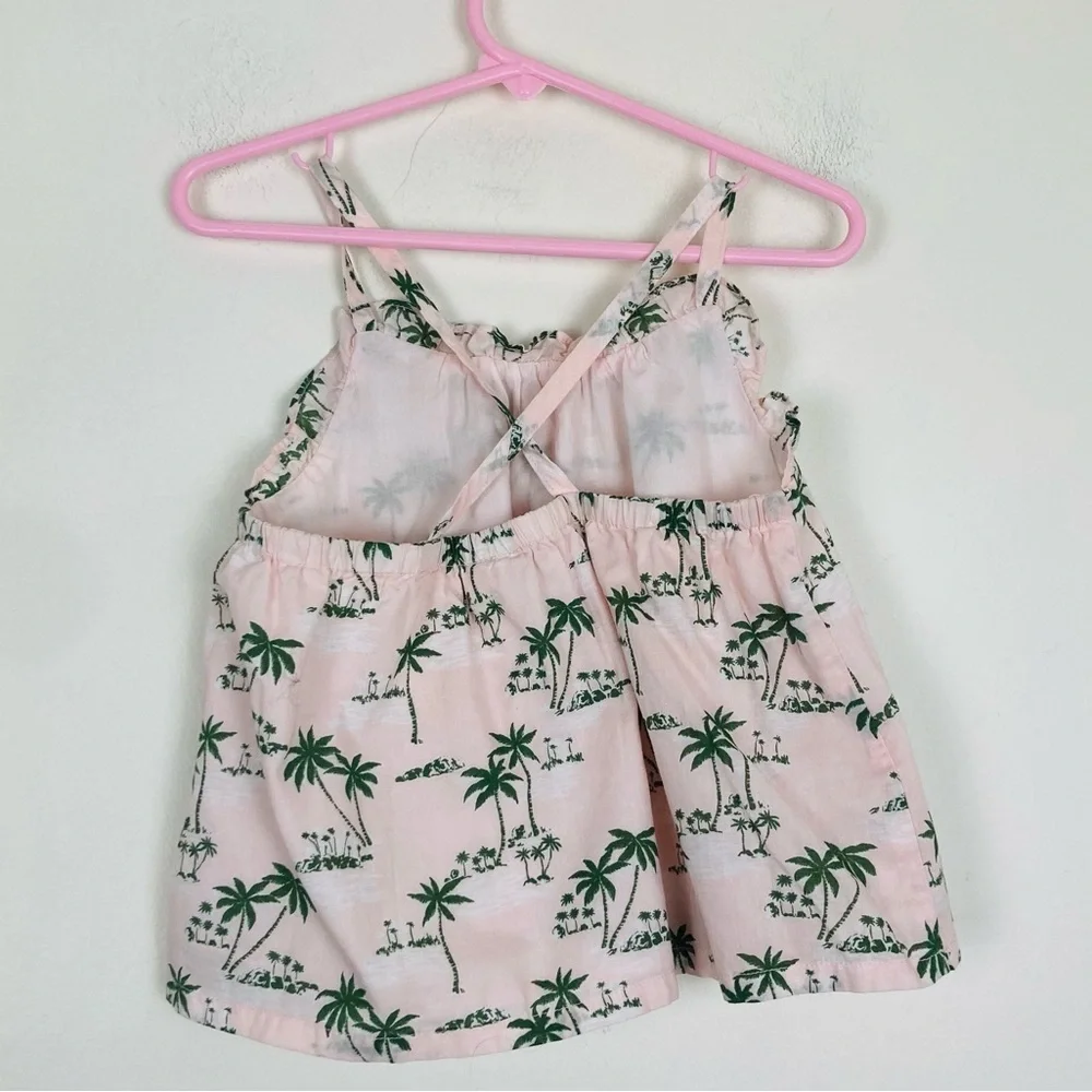 Janie and Jack pale pink green palm tree print cotton tank top. Size 6.